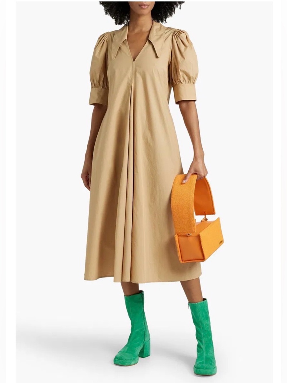 Ganni Cotton Poplin Midi Dress  Size 42